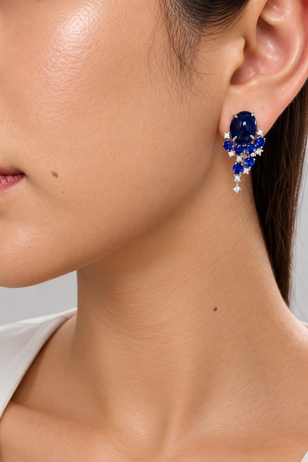 Natural Unheated Burmese Sapphire with Diamond Earrings