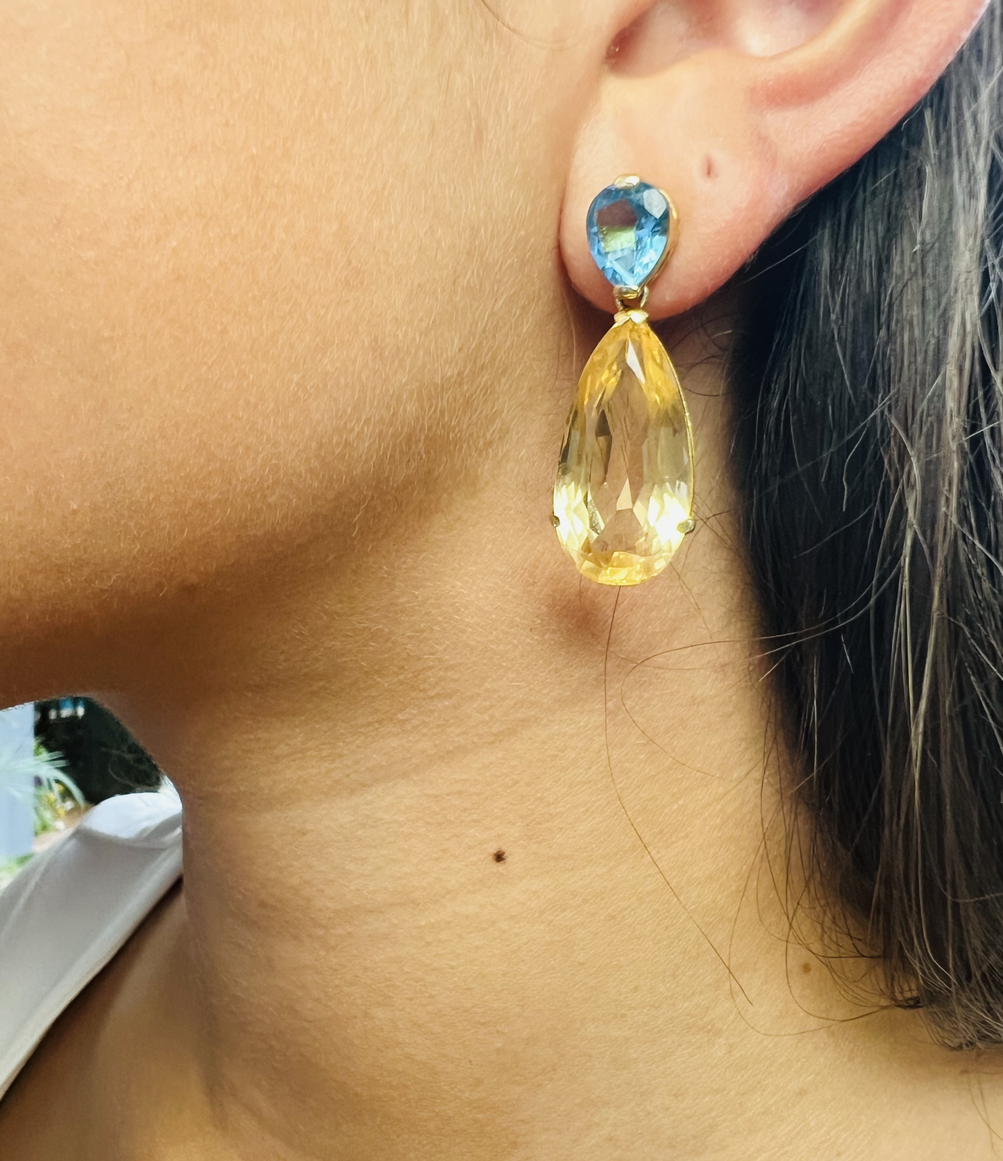 Natural Citrine and Blue Topaz Earrings