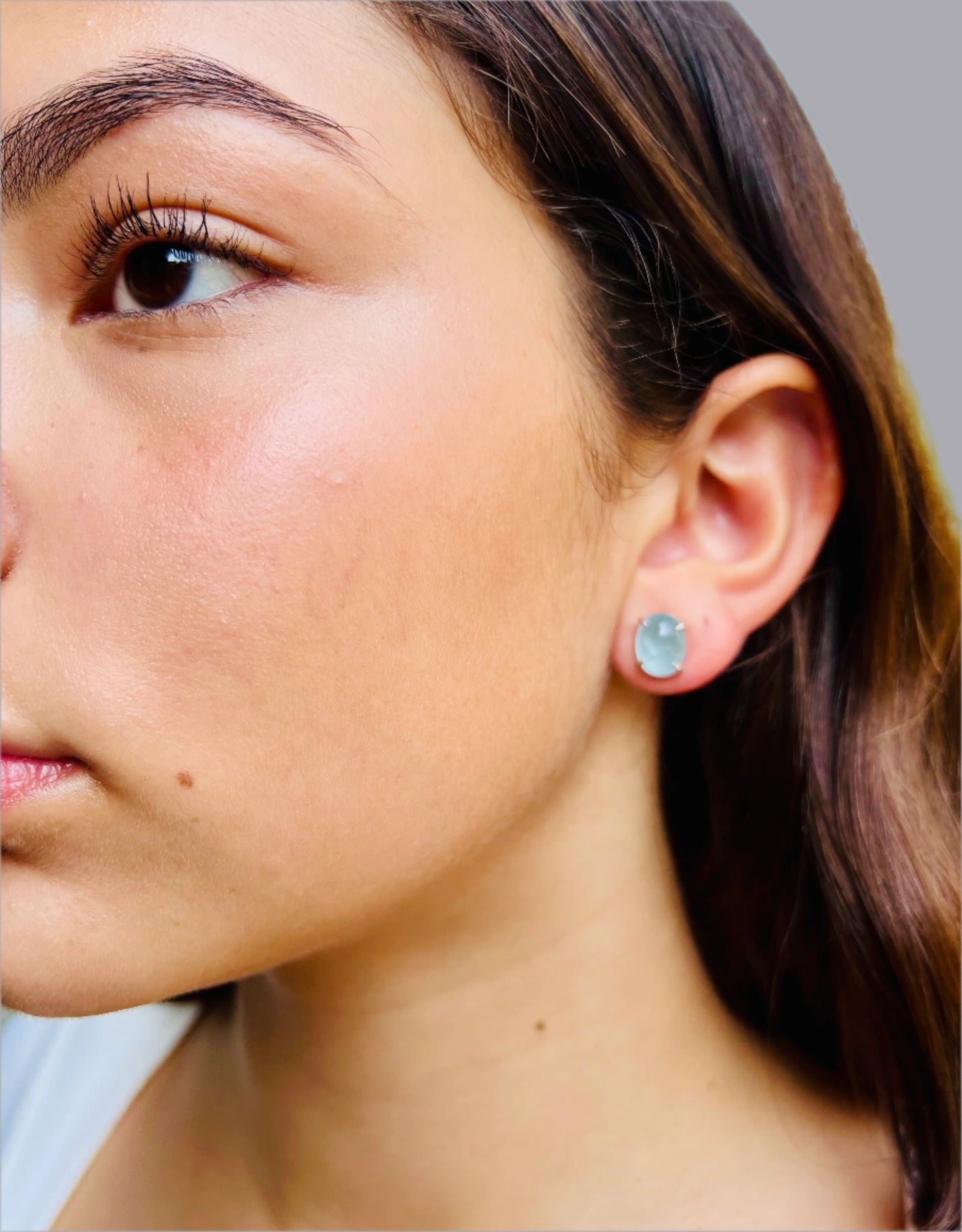 Natural Cabochon Aquamarine with Coin Baroque Pearl Earrings