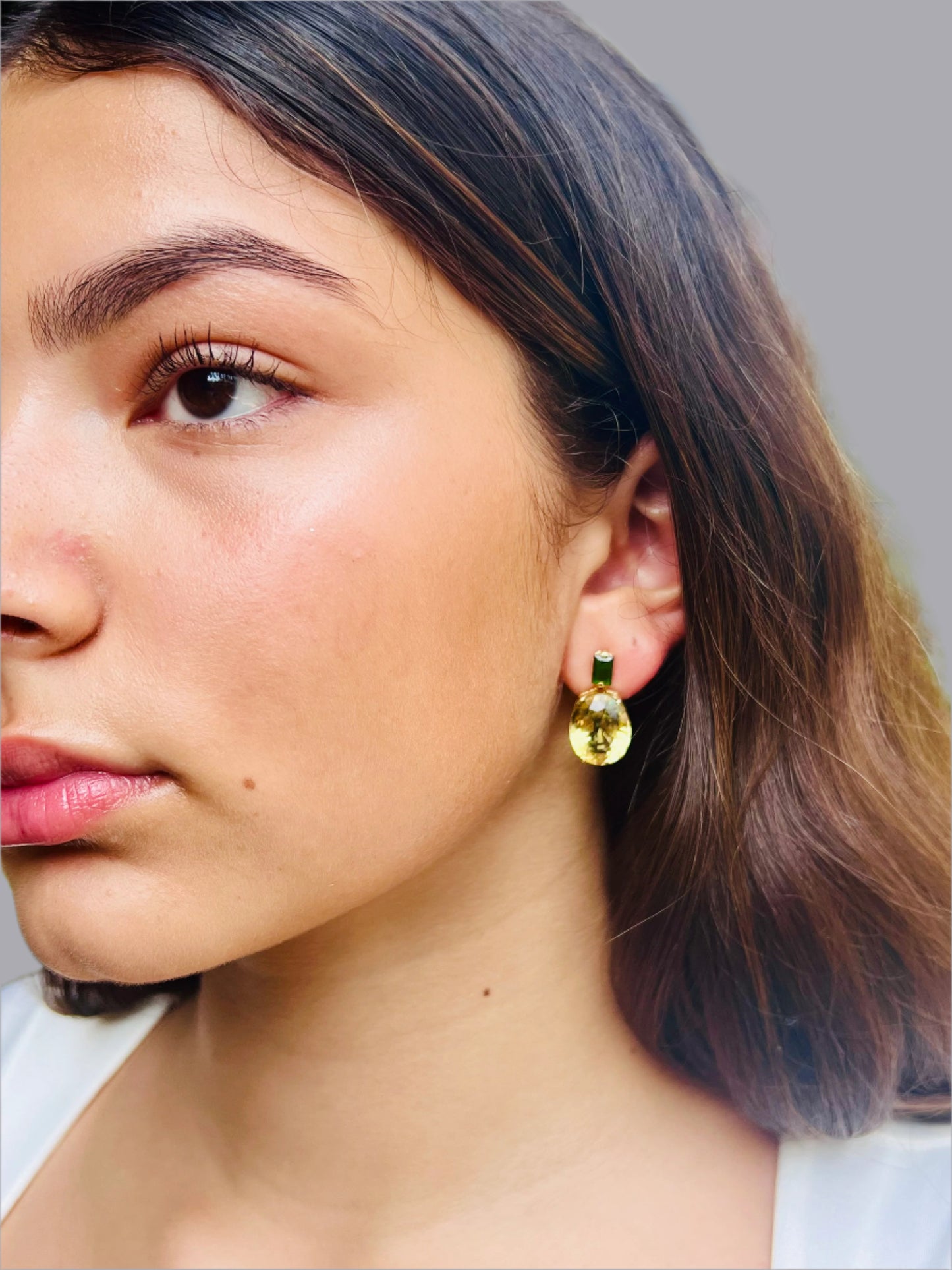 Natural Diopside with Lemon Quartz Earrings