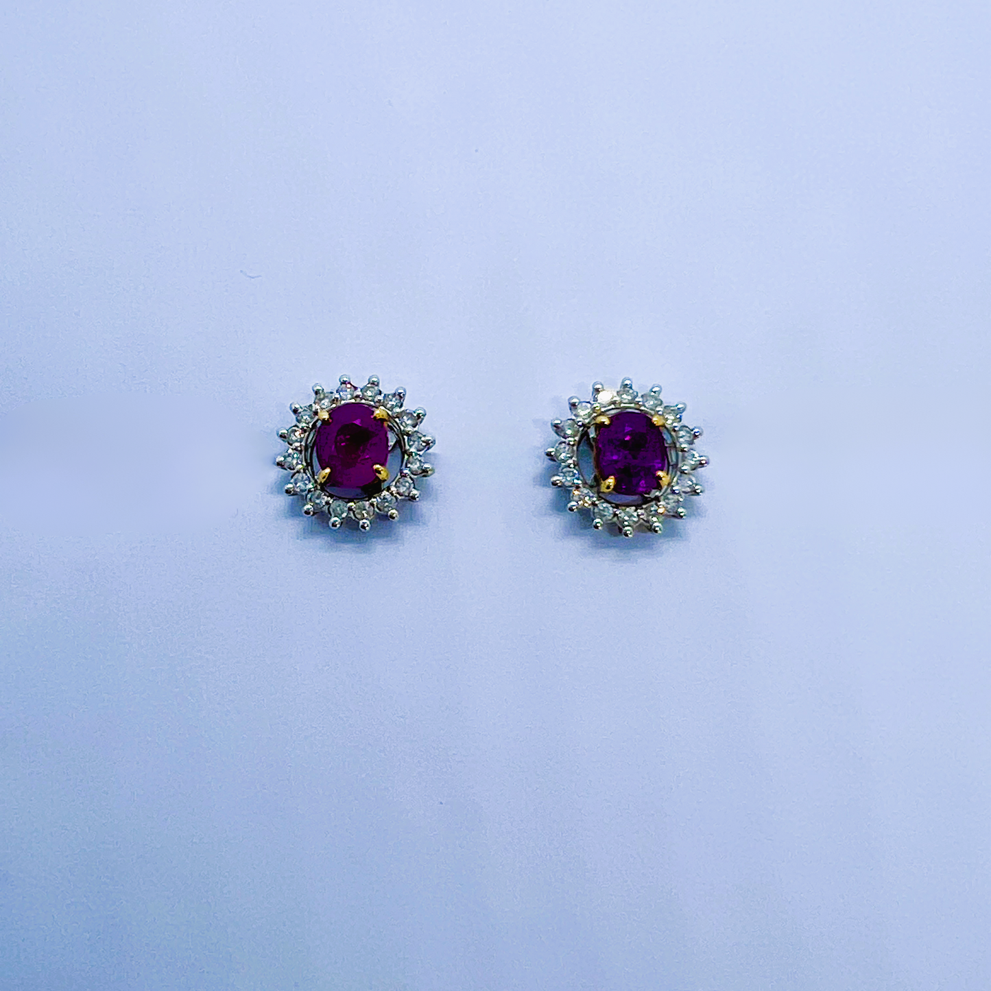 Natural Burmese Ruby with Natural Diamond Earrings