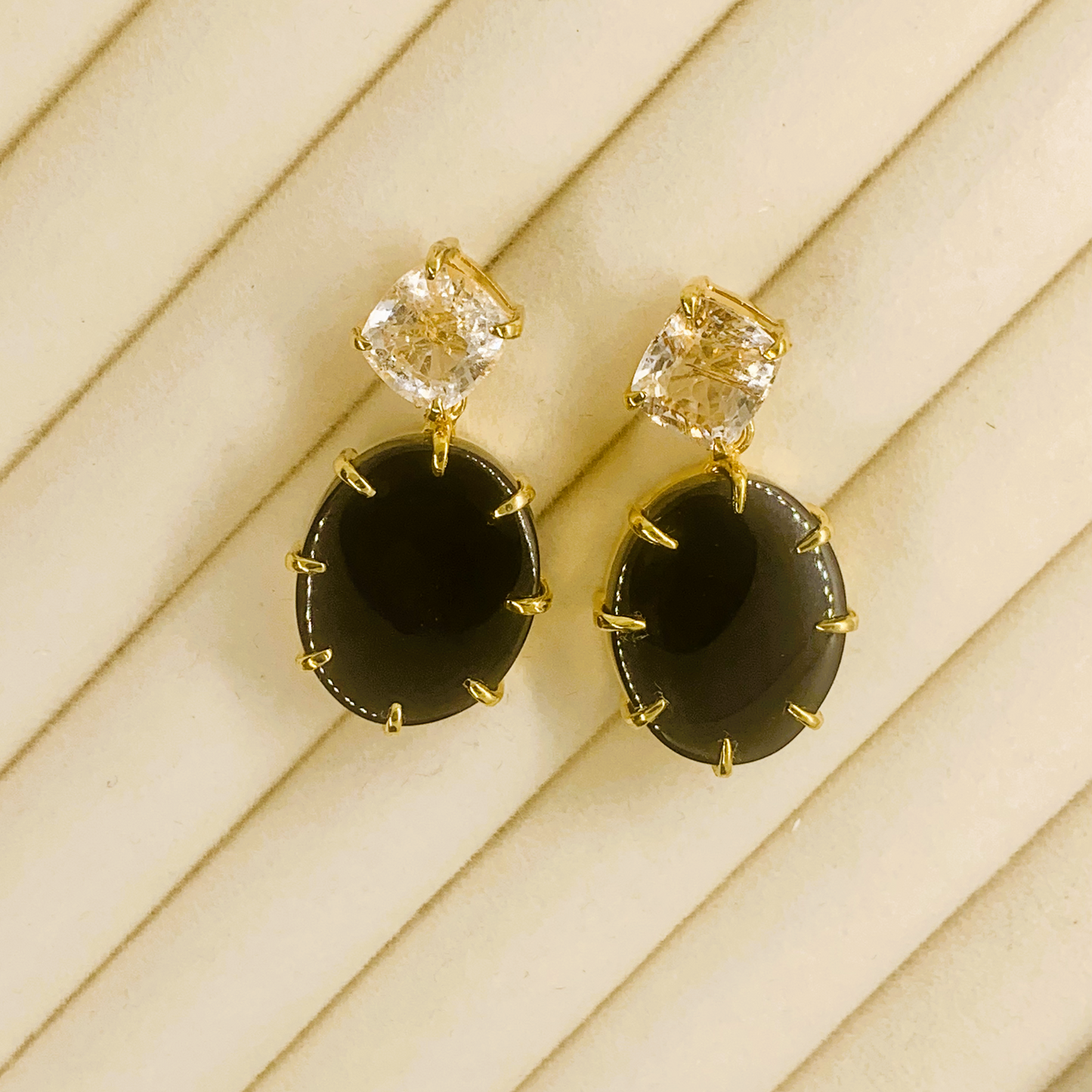 Onyx and Topaz Earrings