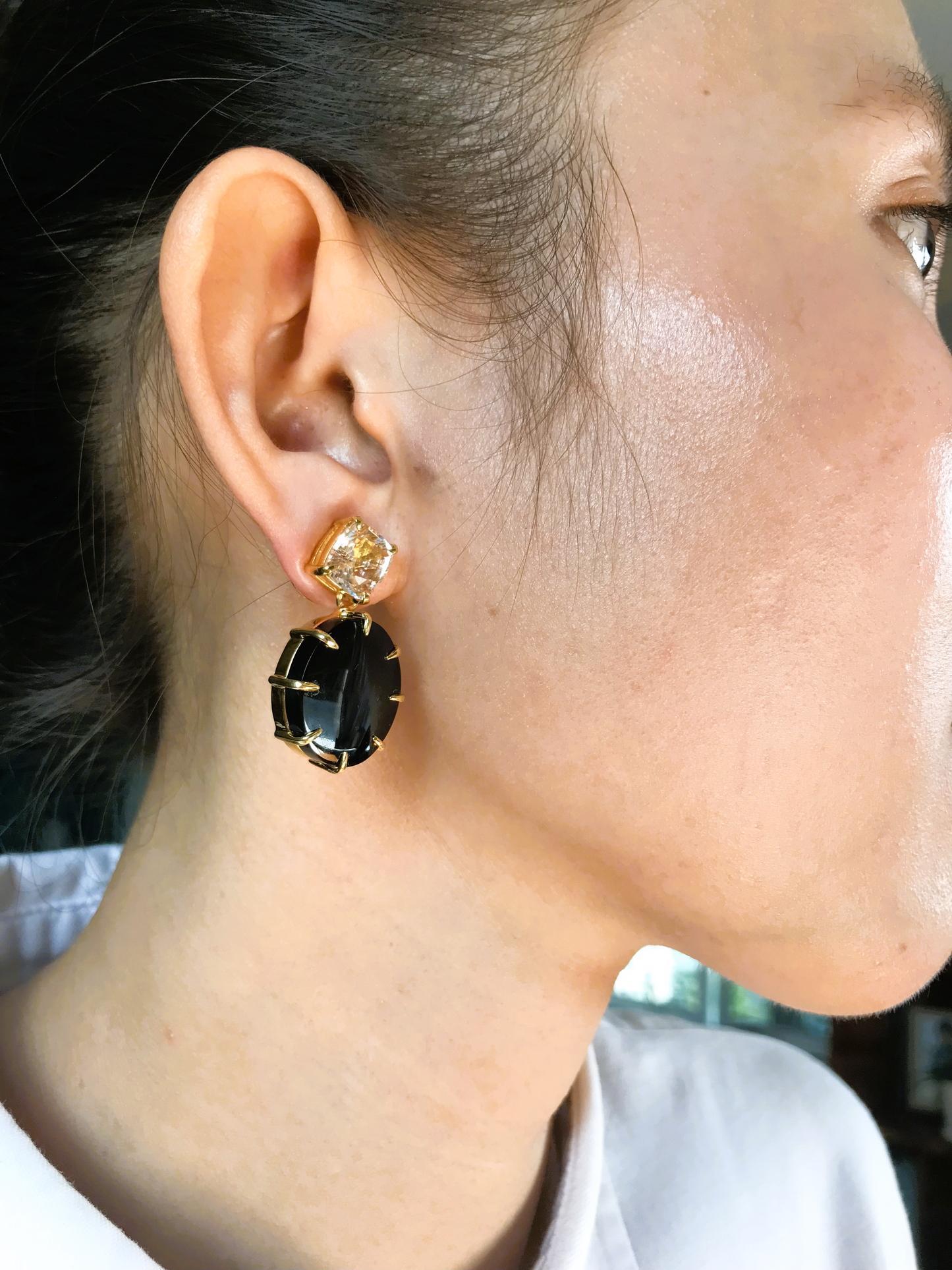 Onyx and Topaz Earrings