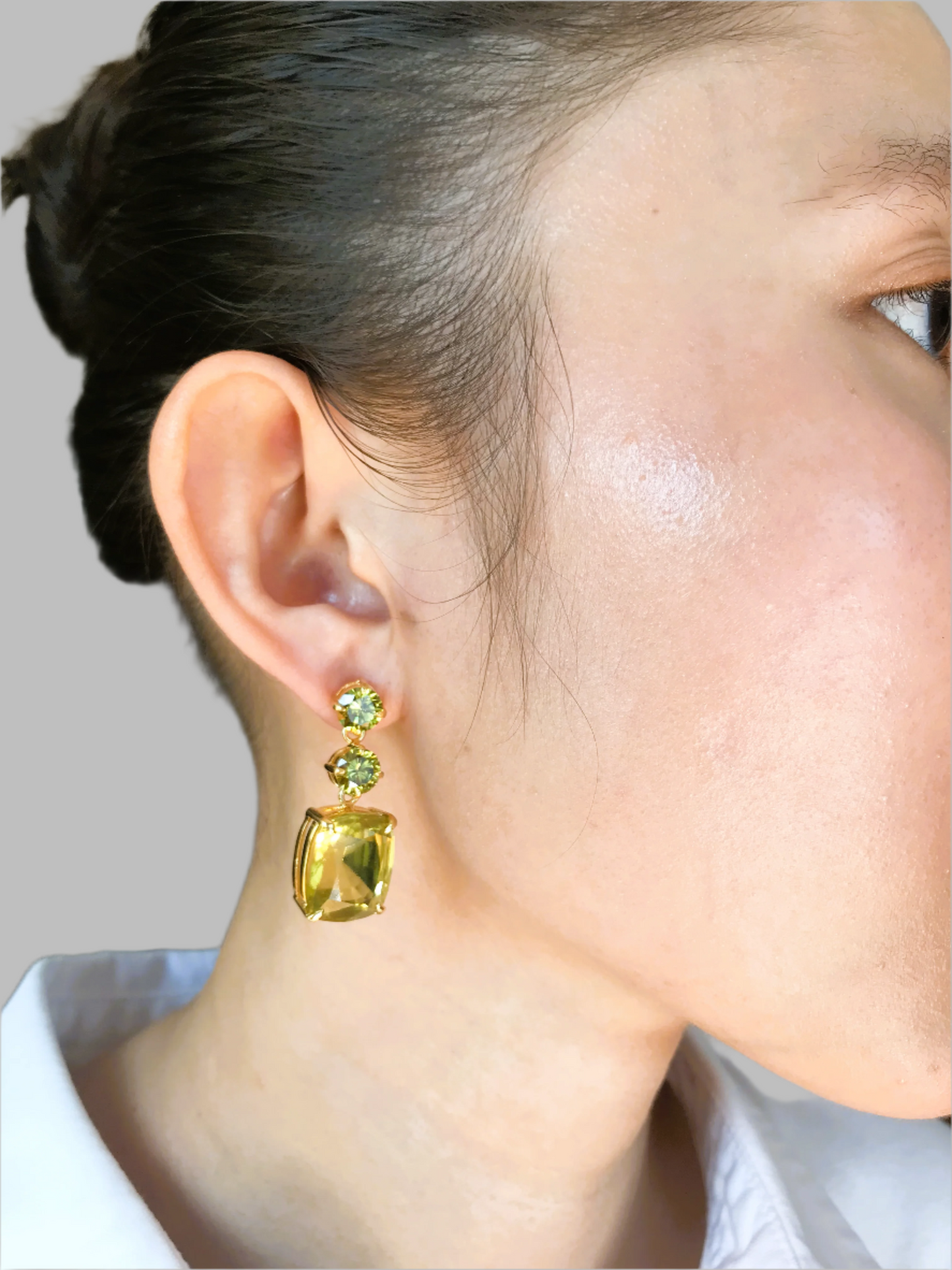 Green Zircon and Lemon Quartz Earrings