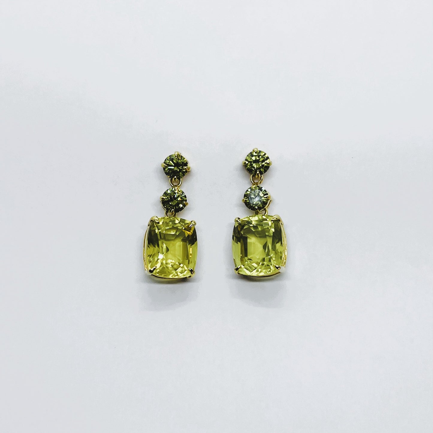 Green Zircon and Lemon Quartz Earrings