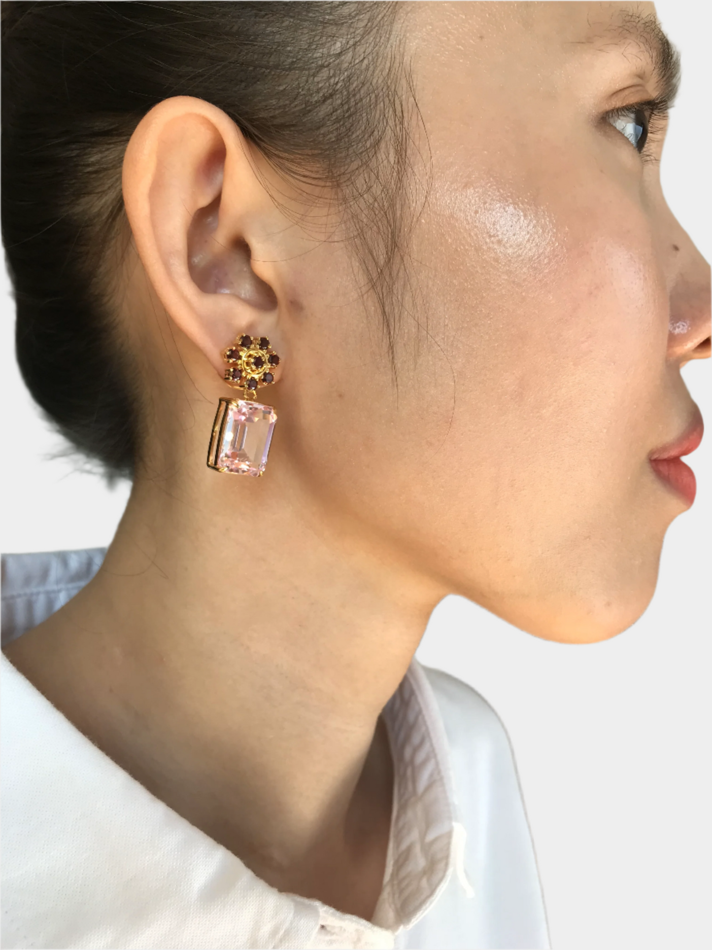 Garnet and Pink Topaz Earrings