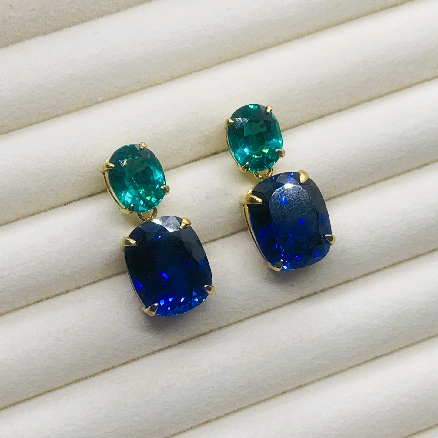 Blue and Green Zircon Earrings