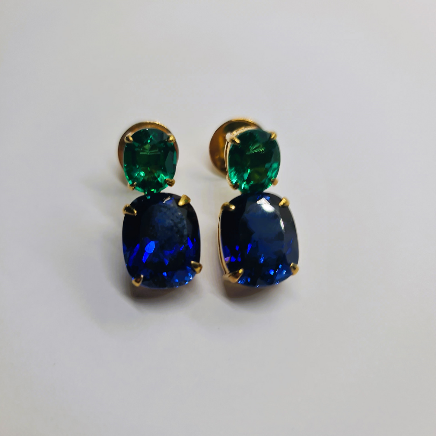 Blue and Green Zircon Earrings