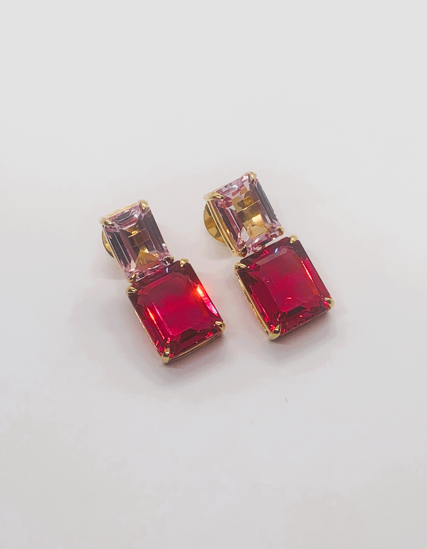 Pink and Cherry Topaz Earrings