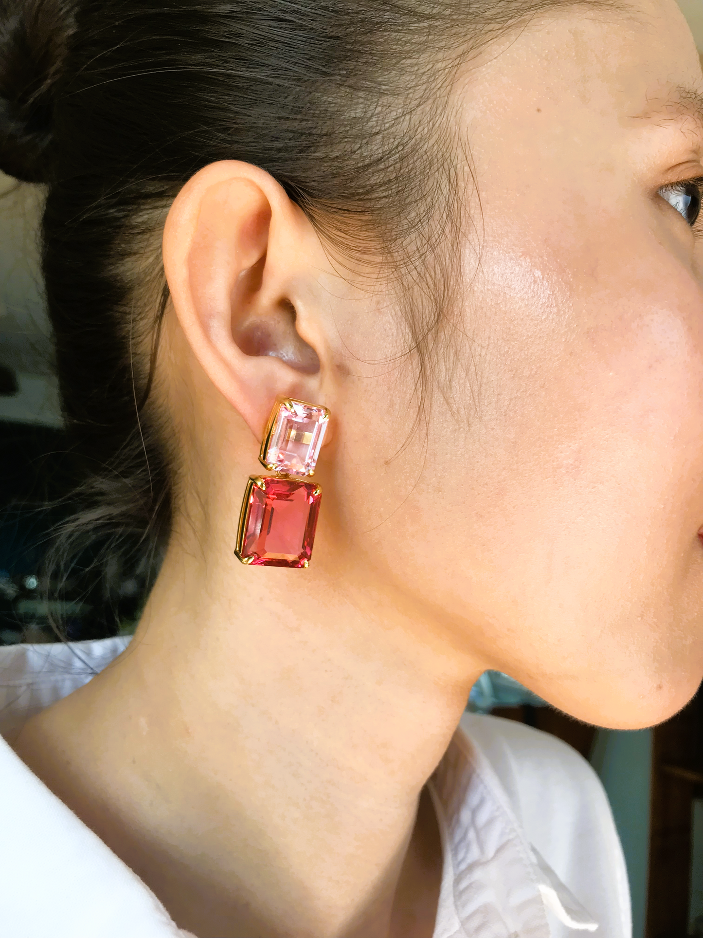 Pink and Cherry Topaz Earrings