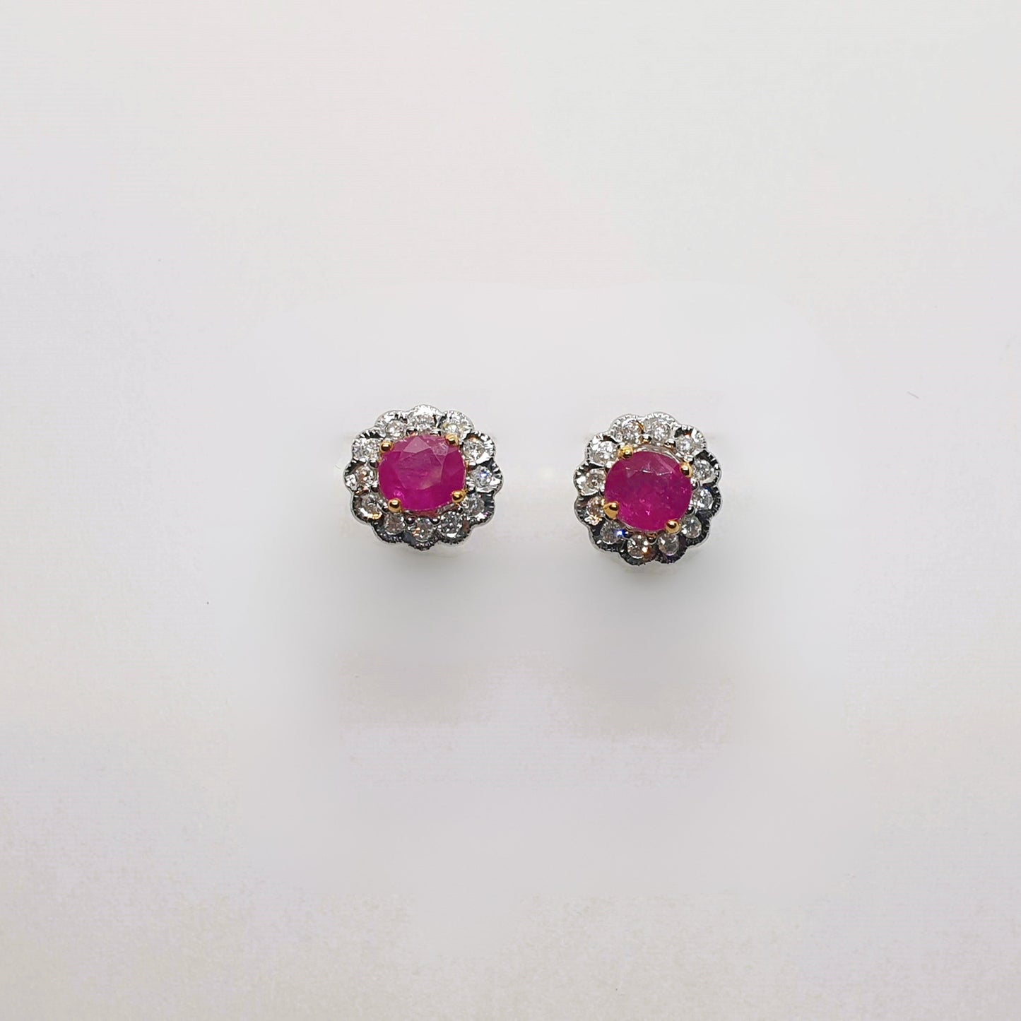 Natural Ruby with Diamond Earrings