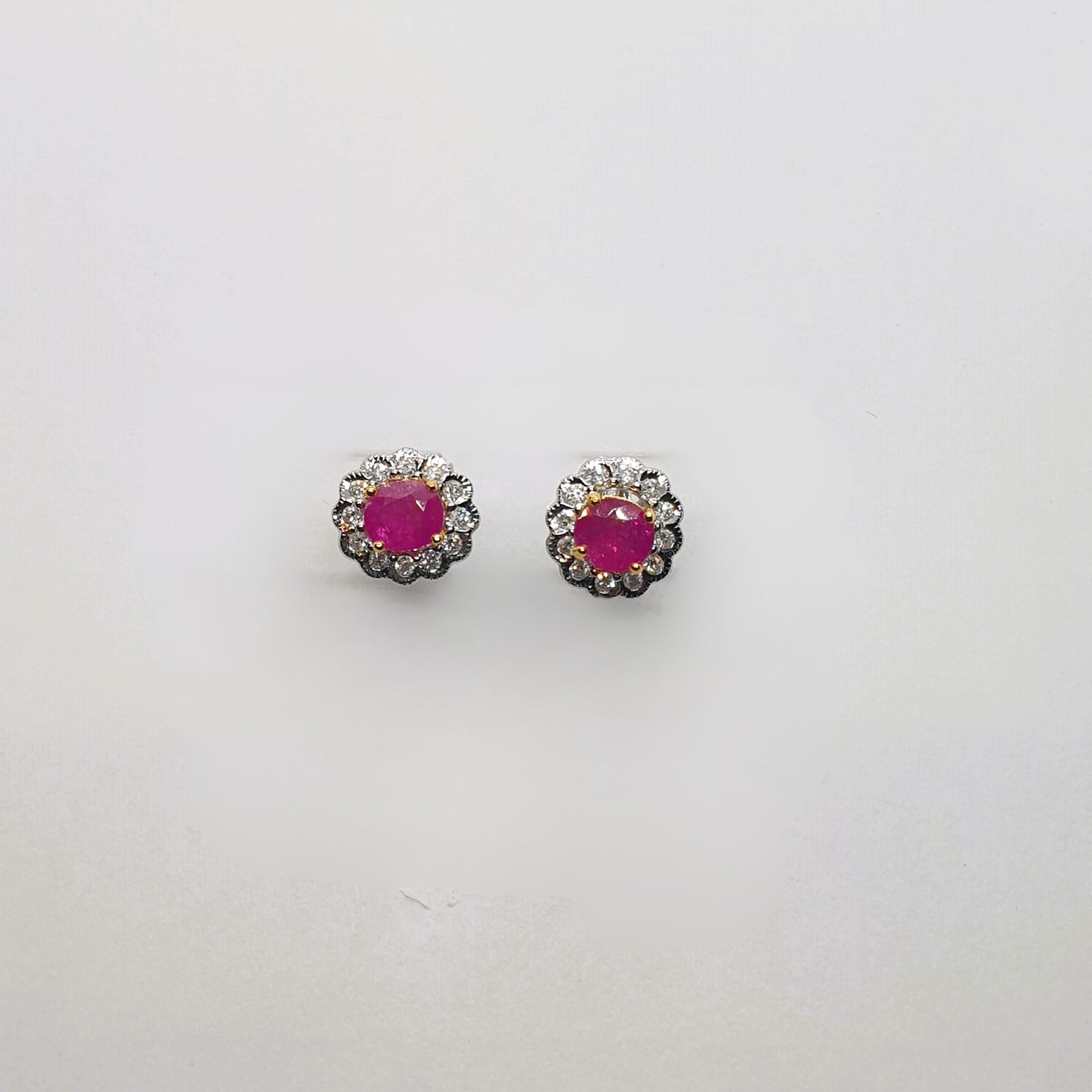 Natural Ruby with Diamond Earrings