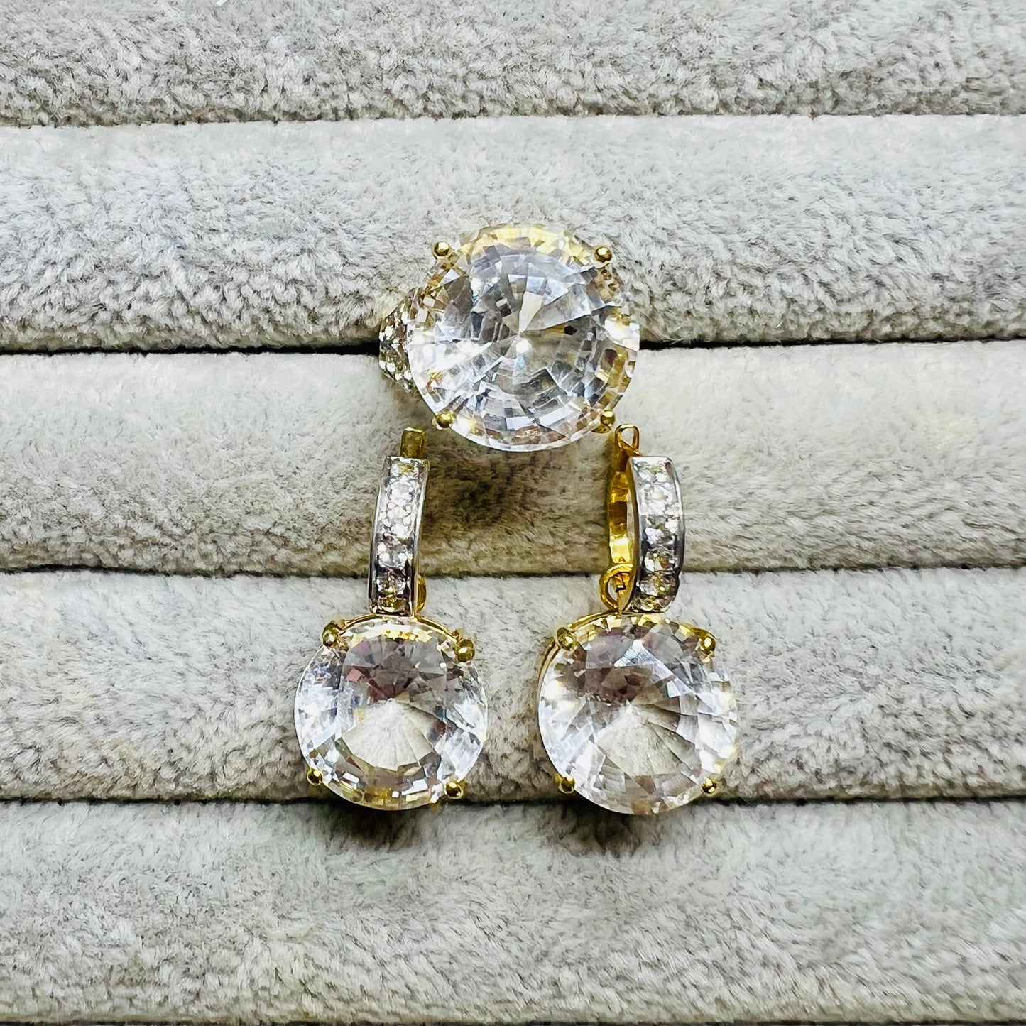 Natural White Topaz Earrings and Ring Set