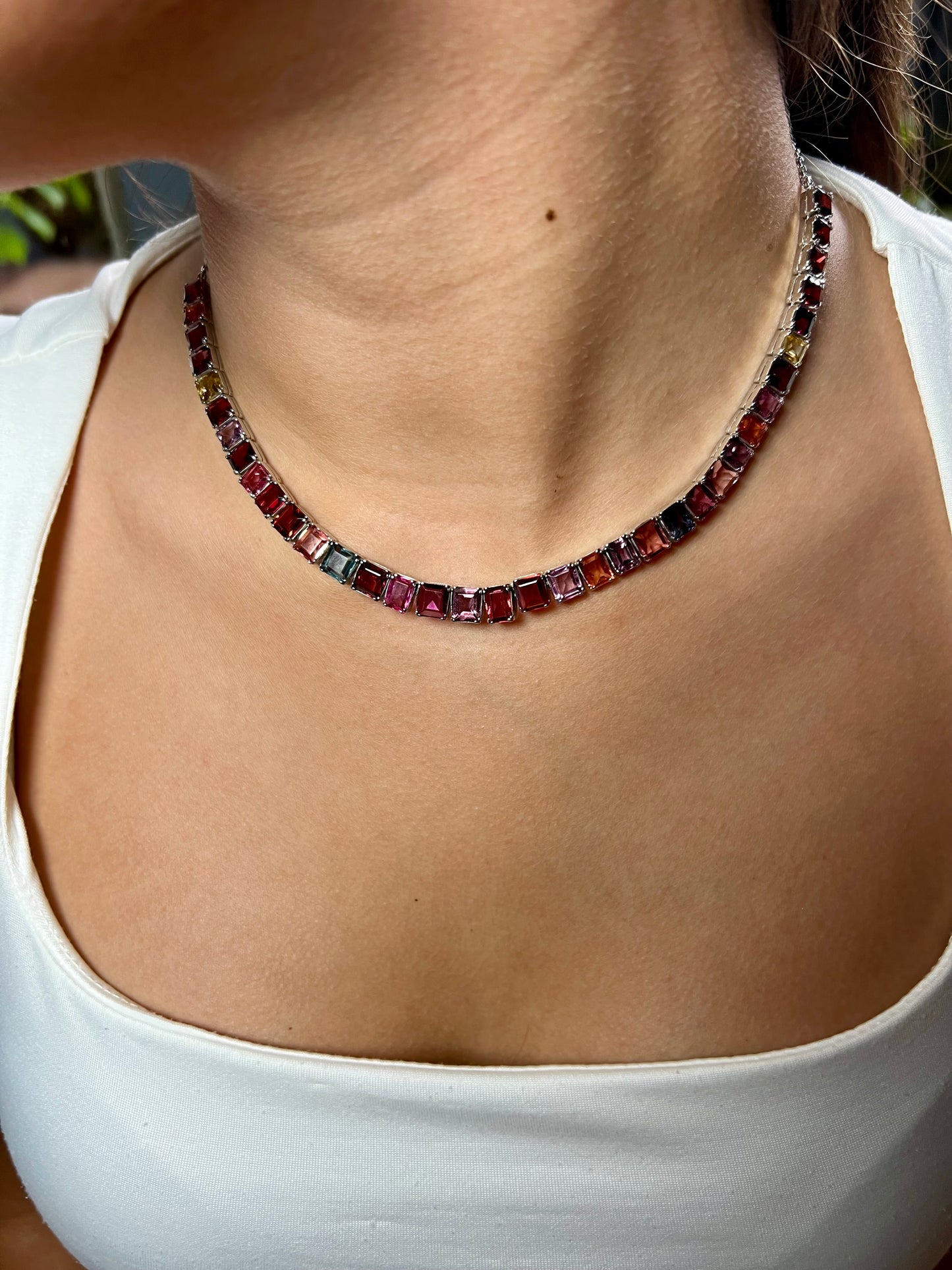 Natural Multi-color Spinel Necklace