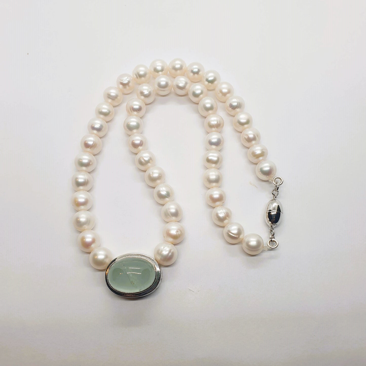 Natural Freshwater Pearl with Natural Aquamarine Necklace