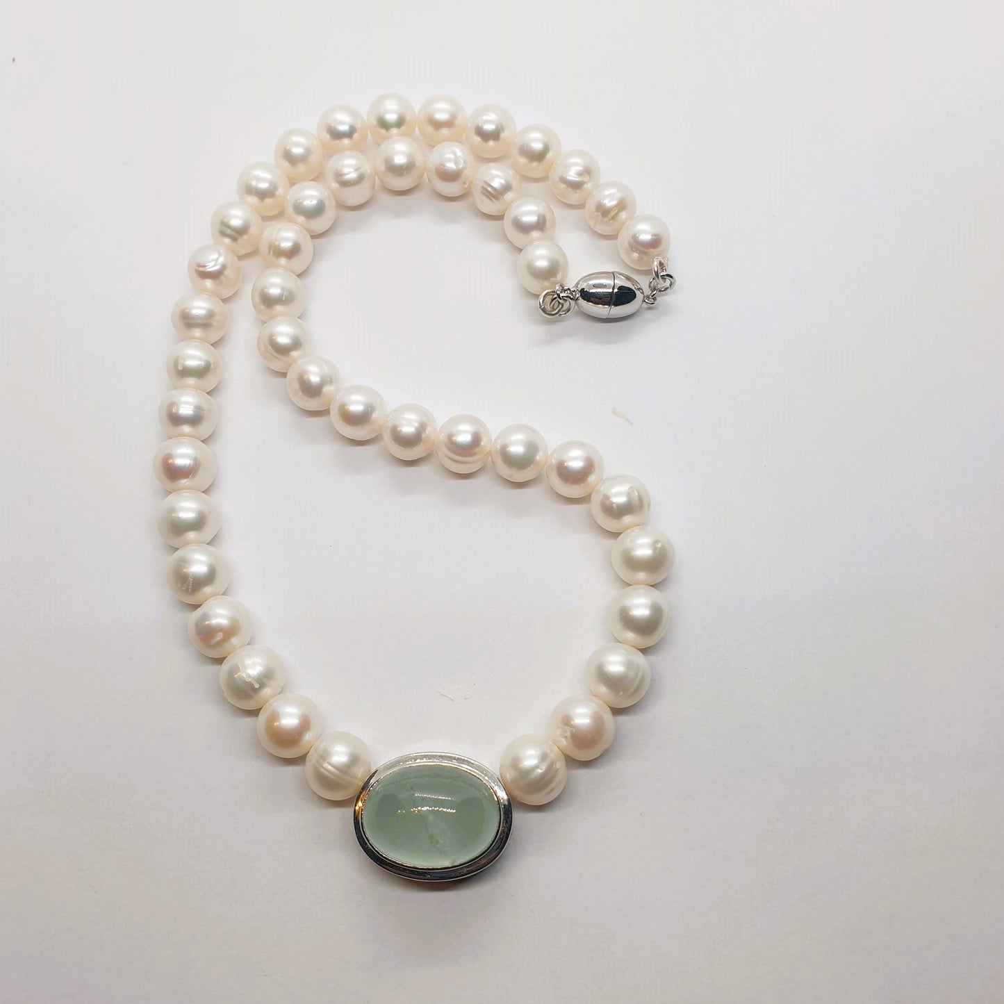 Natural Freshwater Pearl with Natural Aquamarine Necklace