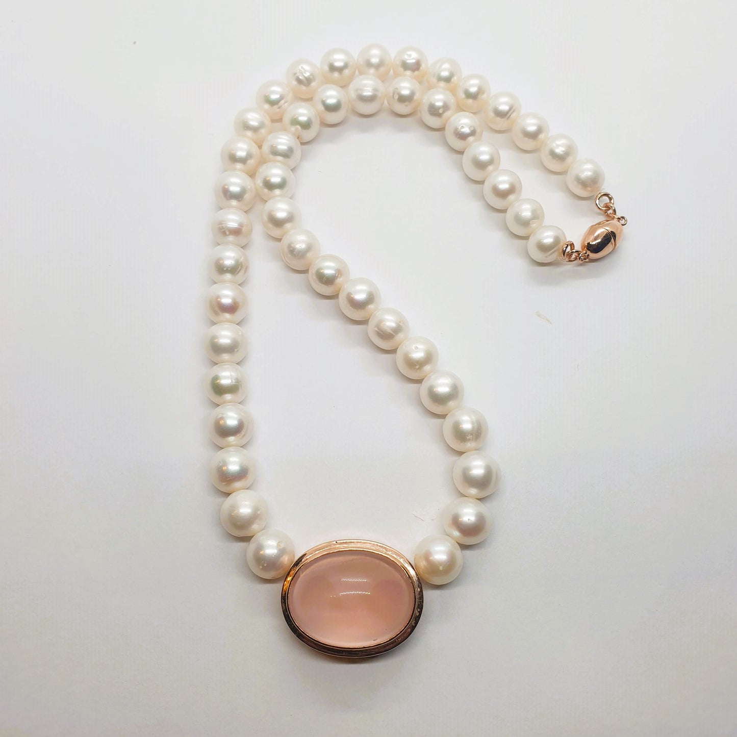 Natural Freshwater Pearl with Natural Rose Quartz Necklace