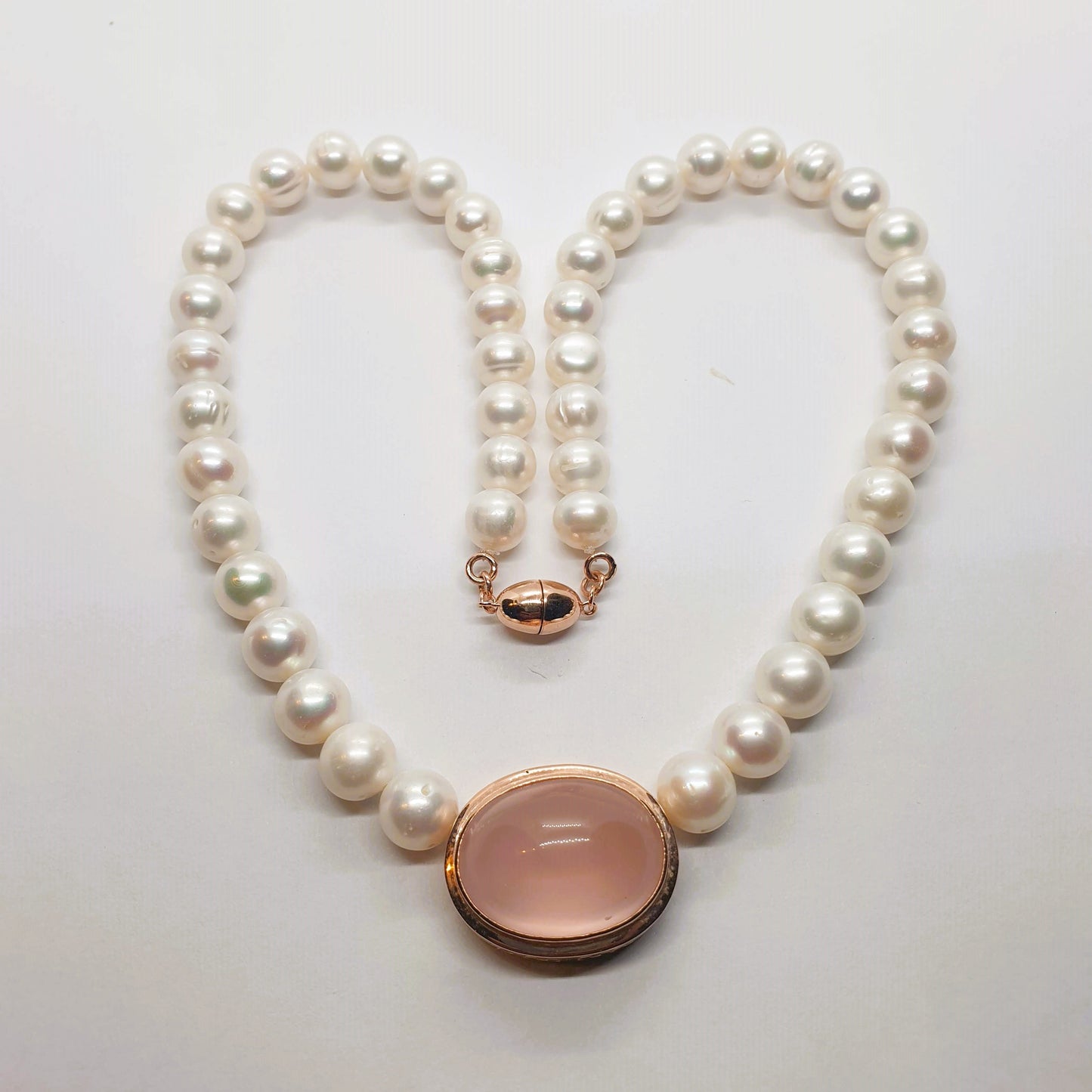 Natural Freshwater Pearl with Natural Rose Quartz Necklace