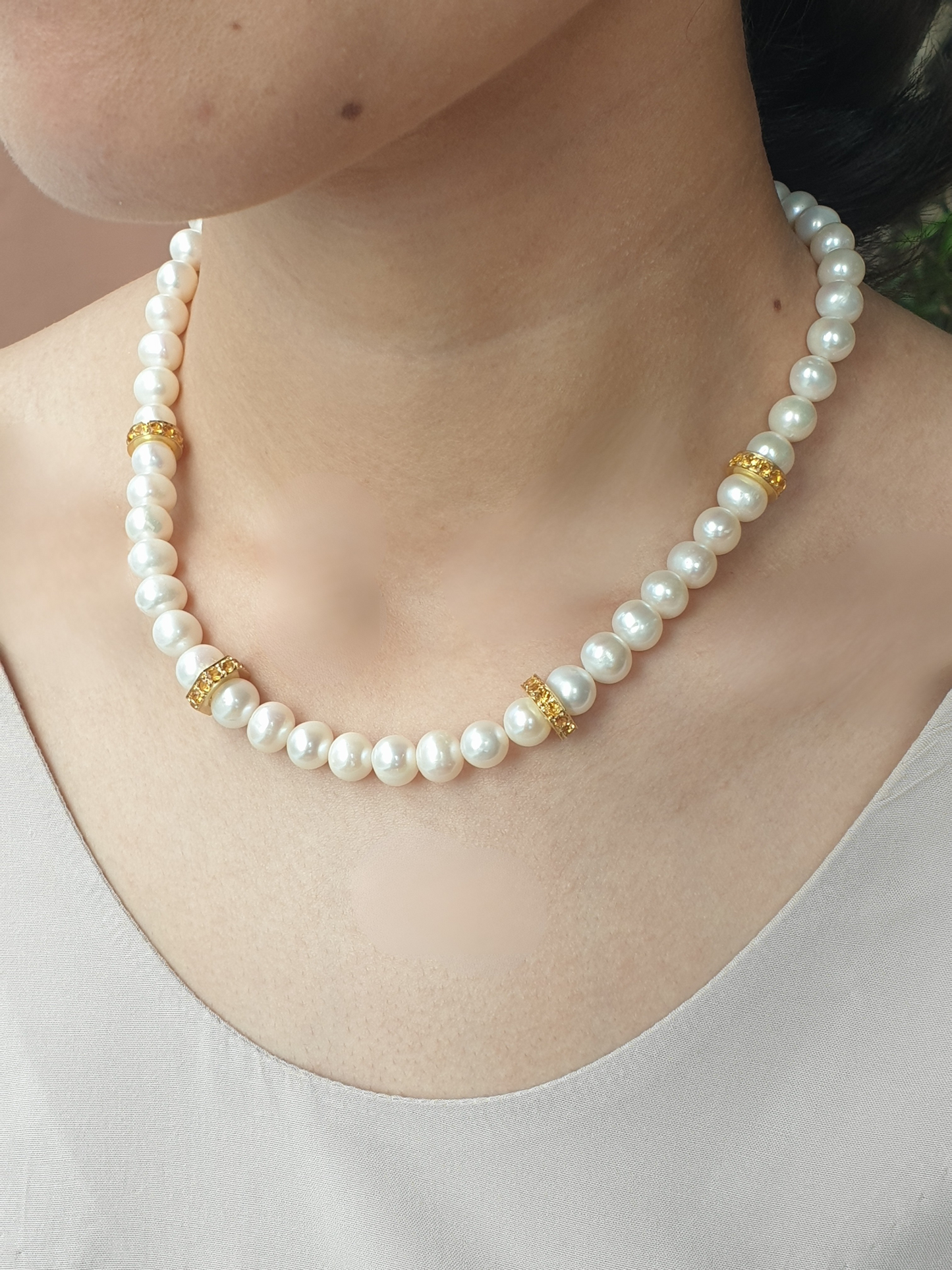 Natural Freshwater Pearl with Natural Citrine Necklace