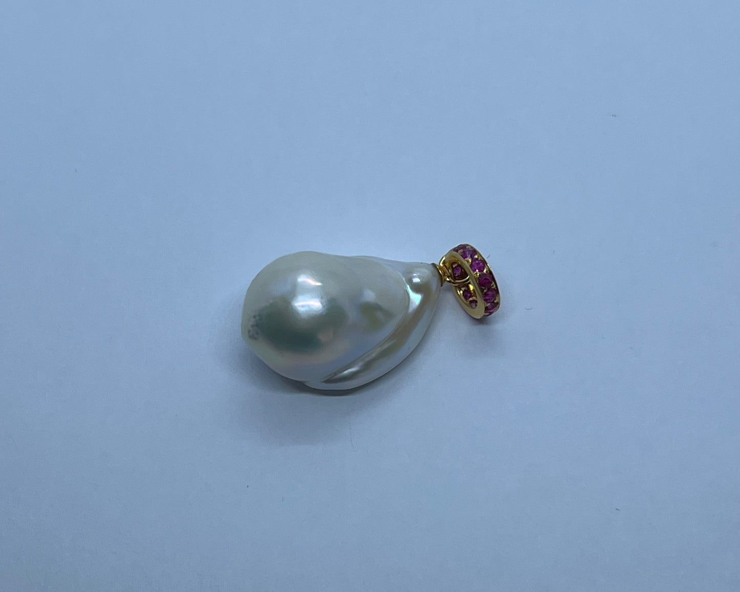 Natural Unheated Burmese Ruby with Baroque Pearl Pendant