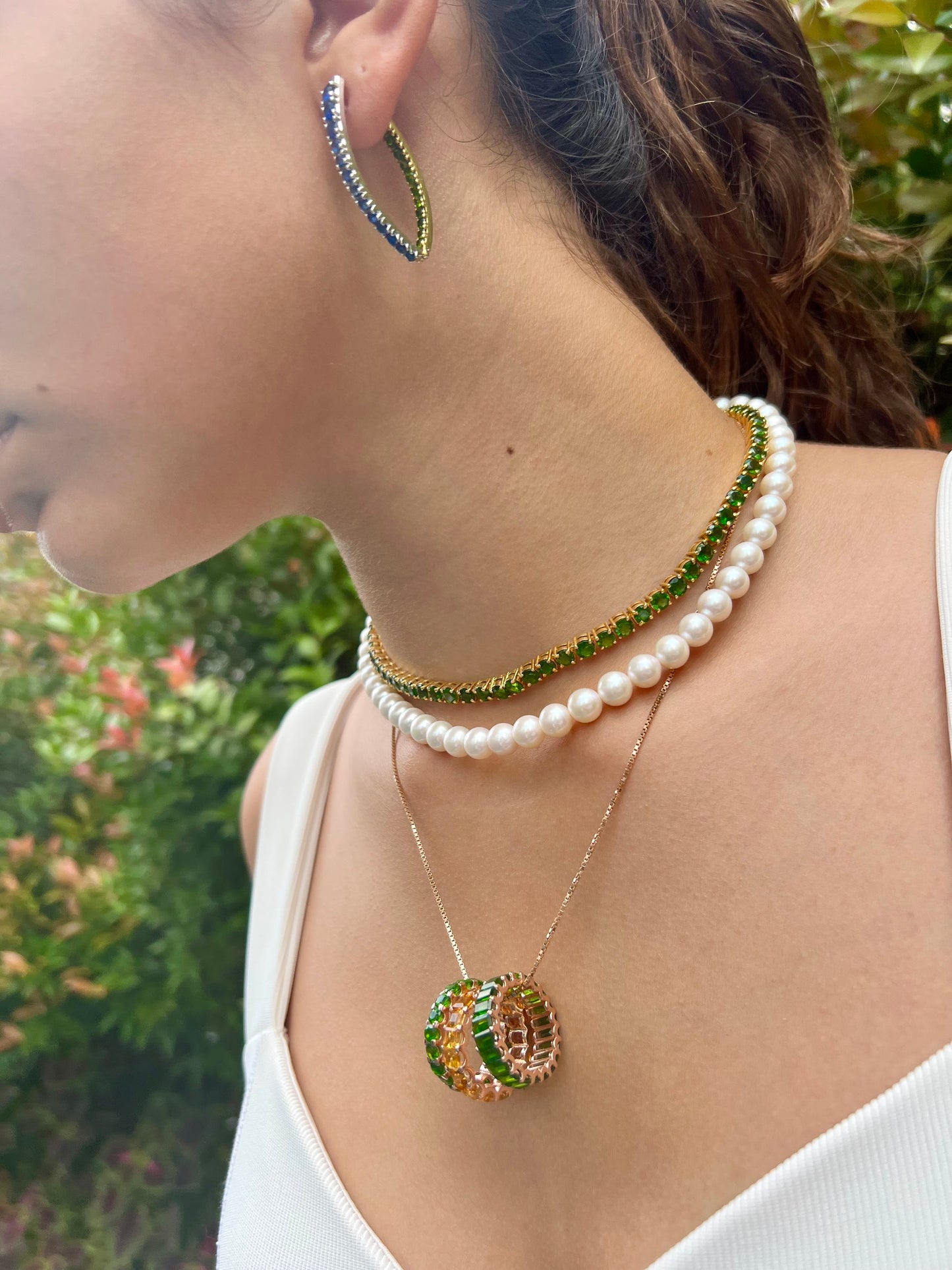 Natural Diopside Eternity Ring