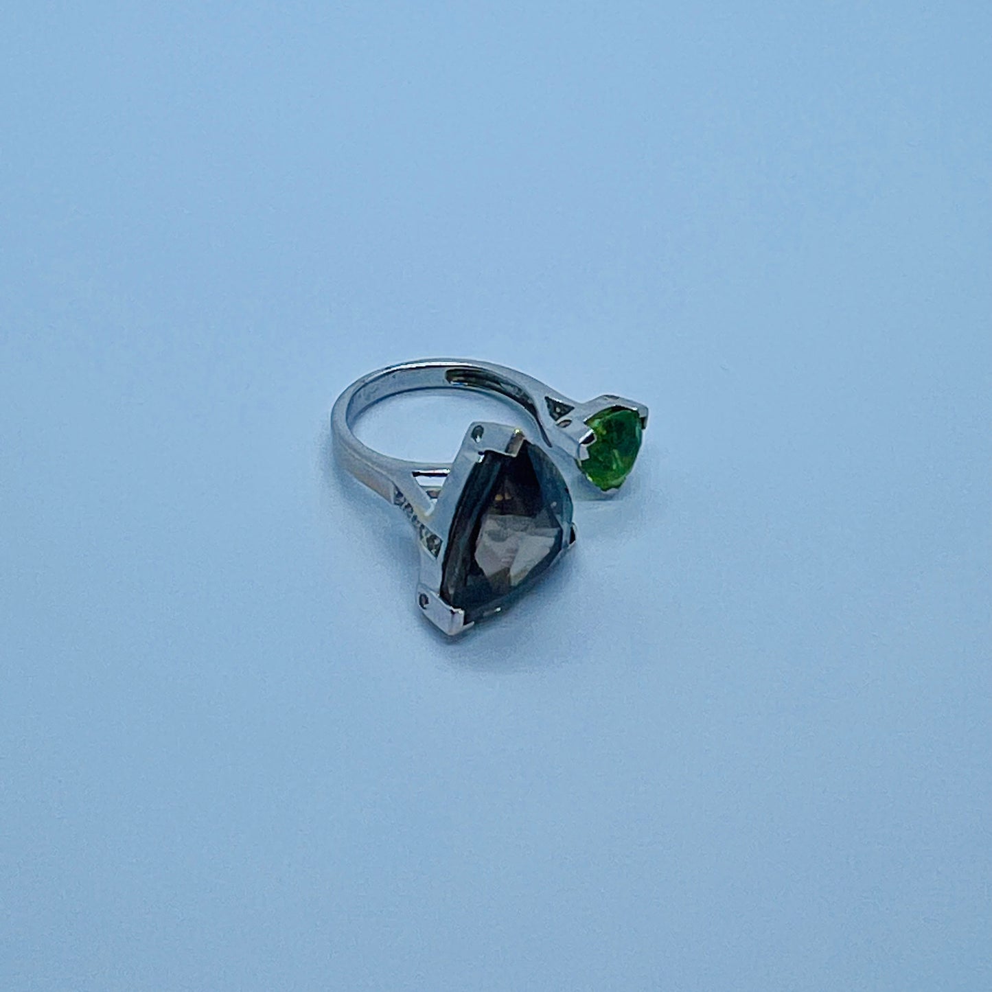 Natural Smoky Quartz and Natural Peridot Ring