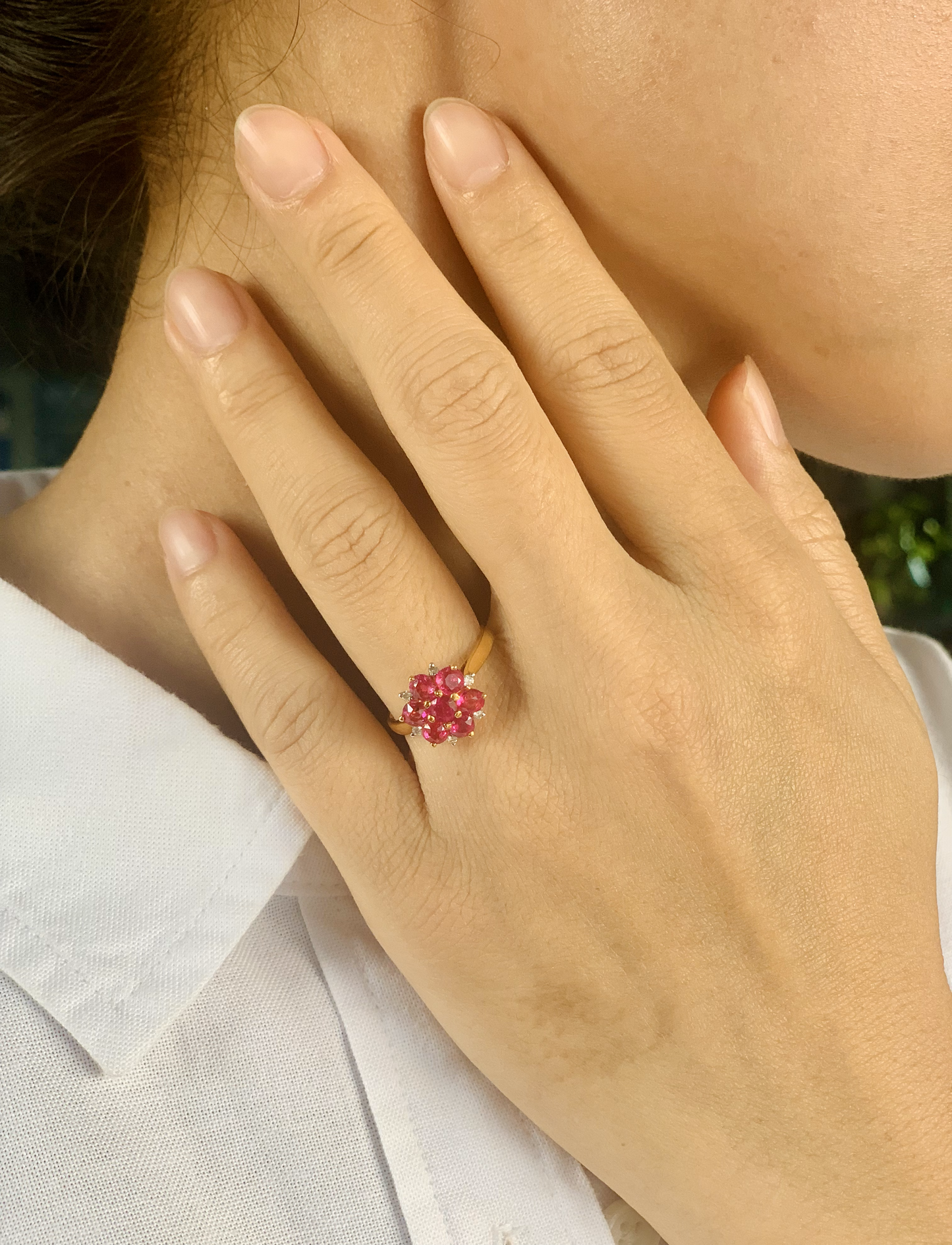 Natural Unheated Burmese Ruby with Diamond Ring