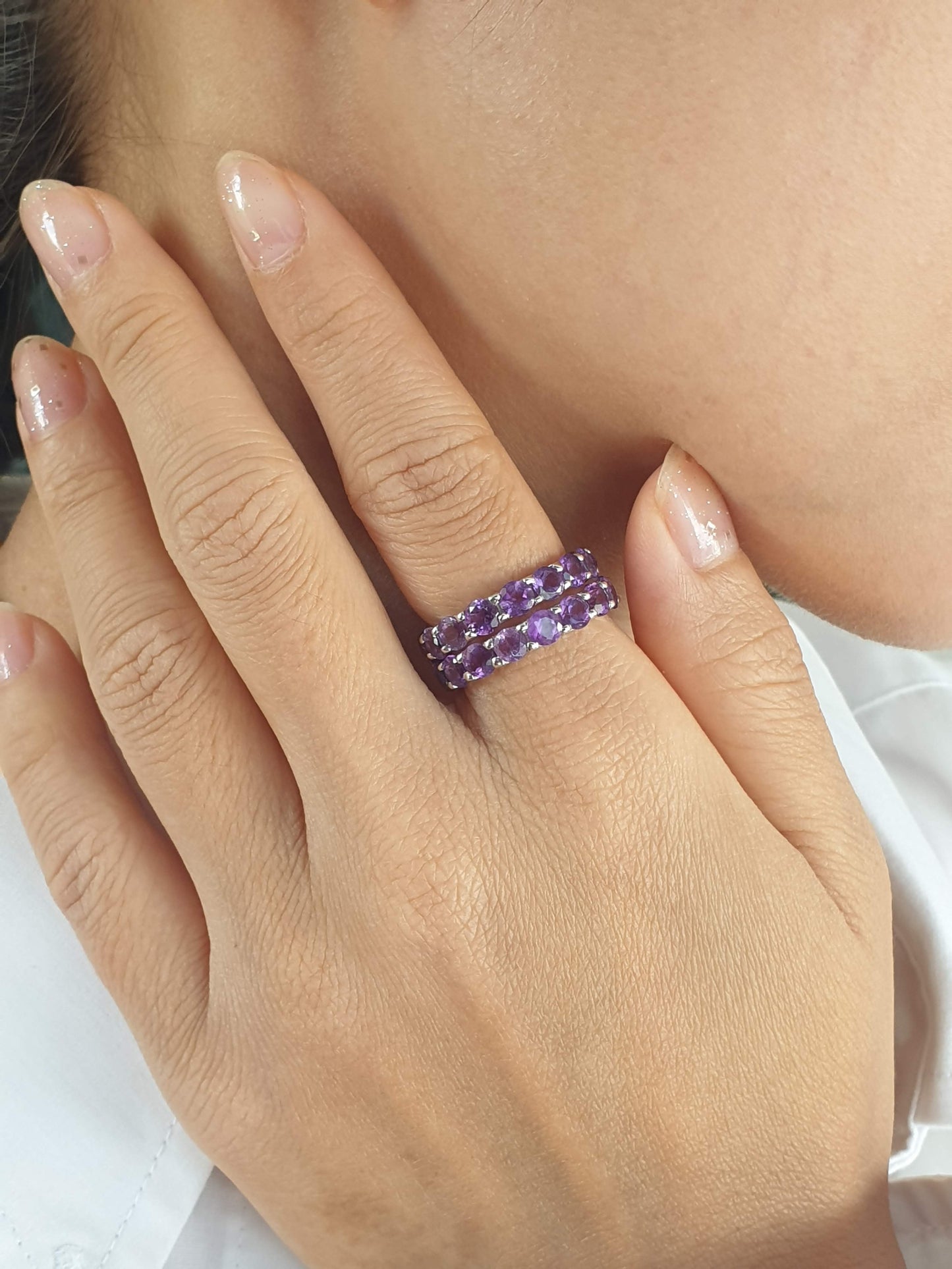 Natural Amethyst Eternity Ring