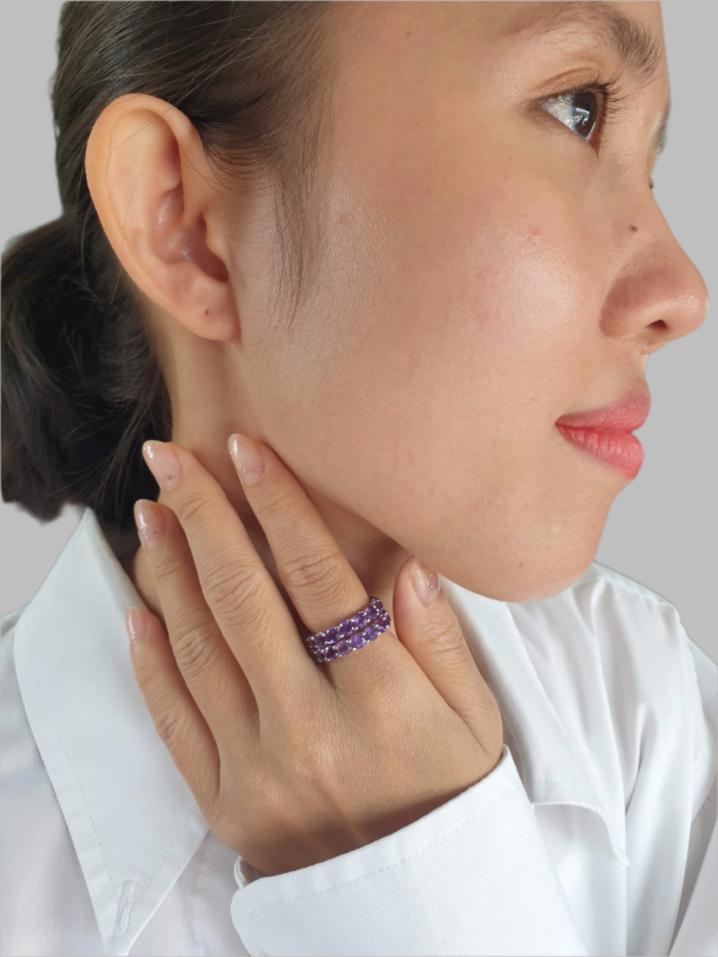 Natural Amethyst Eternity Ring