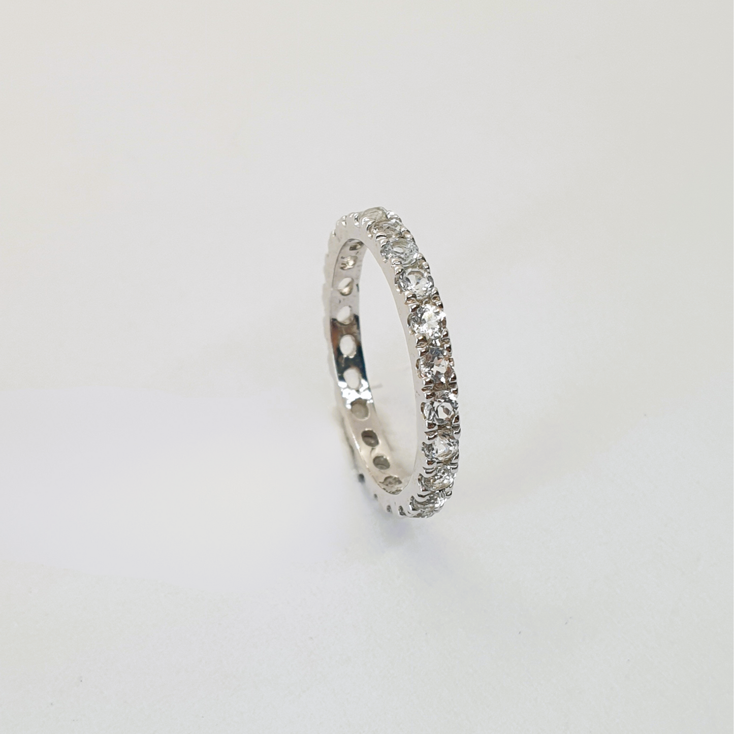 Natural White Topaz Eternity Ring
