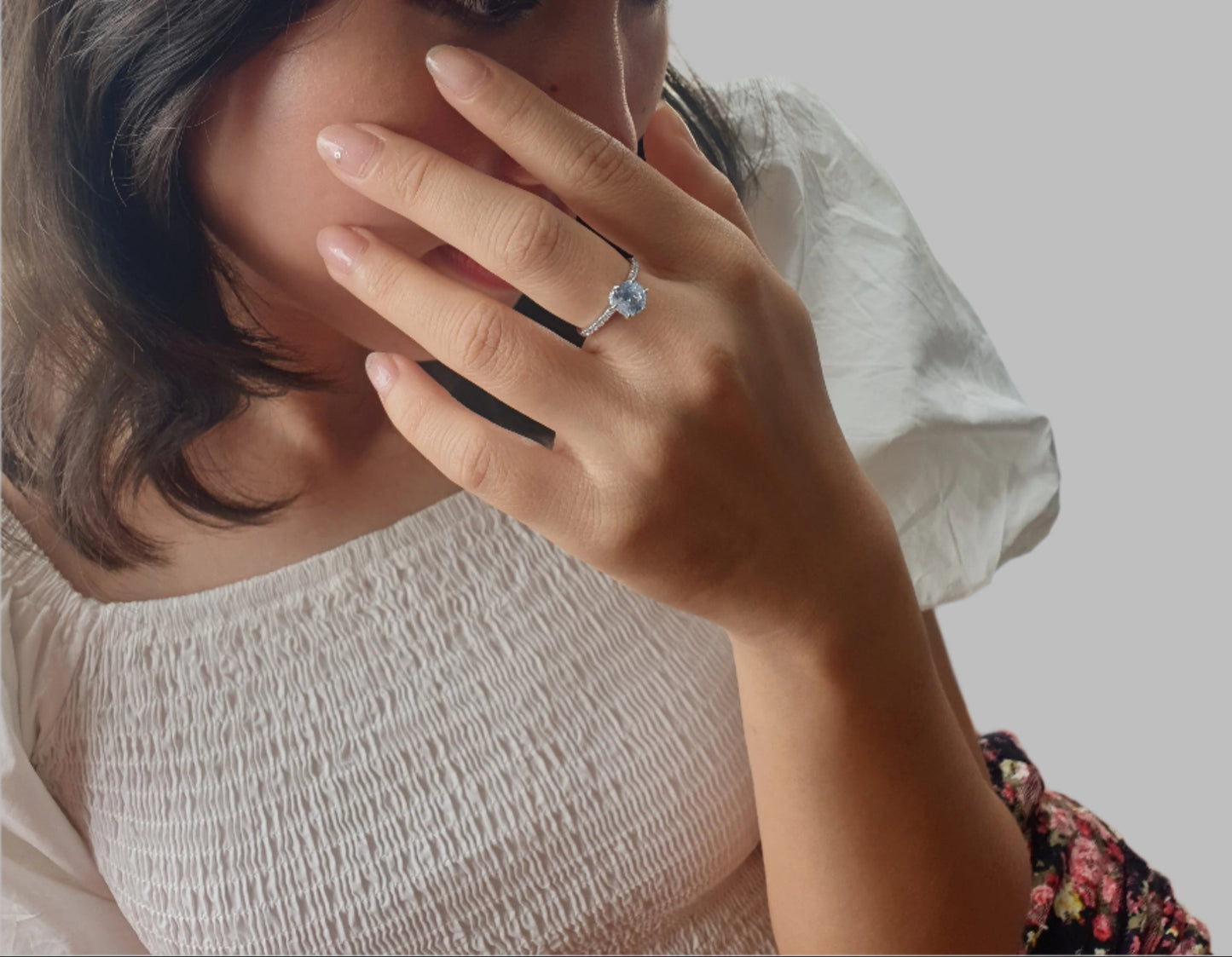 Natural Sapphire with Diamond Ring