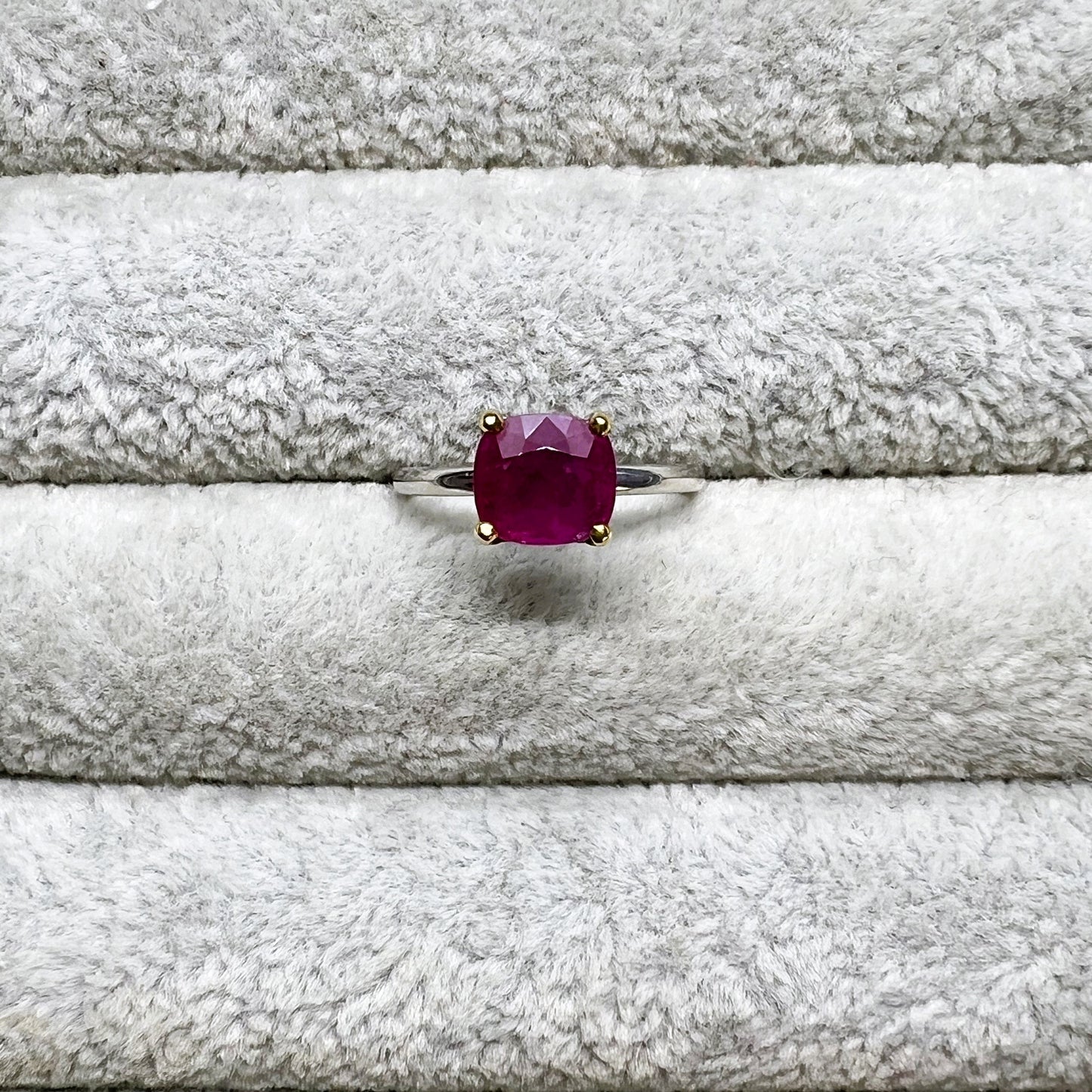 Natural Burmese Ruby with Natural Diamond Ring