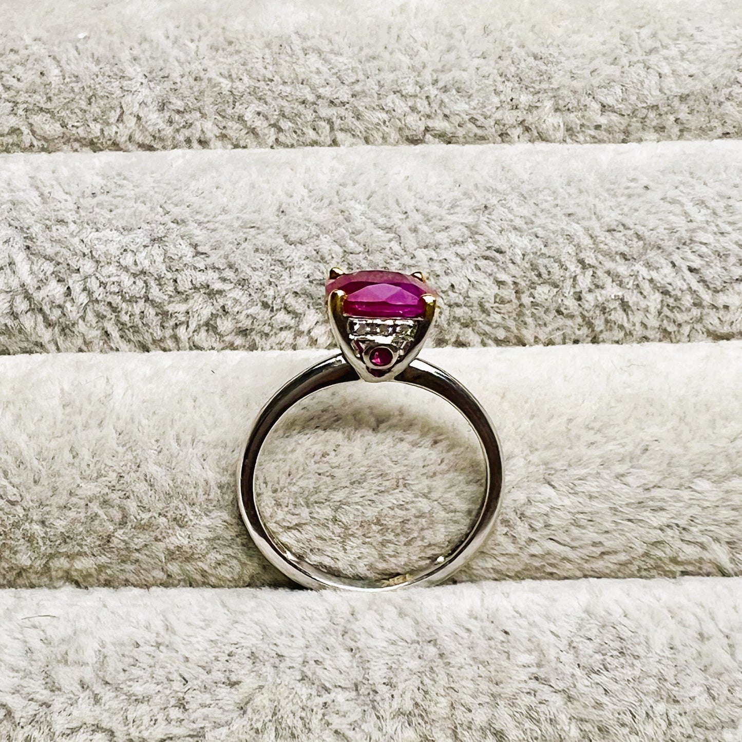 Natural Burmese Ruby with Natural Diamond Ring