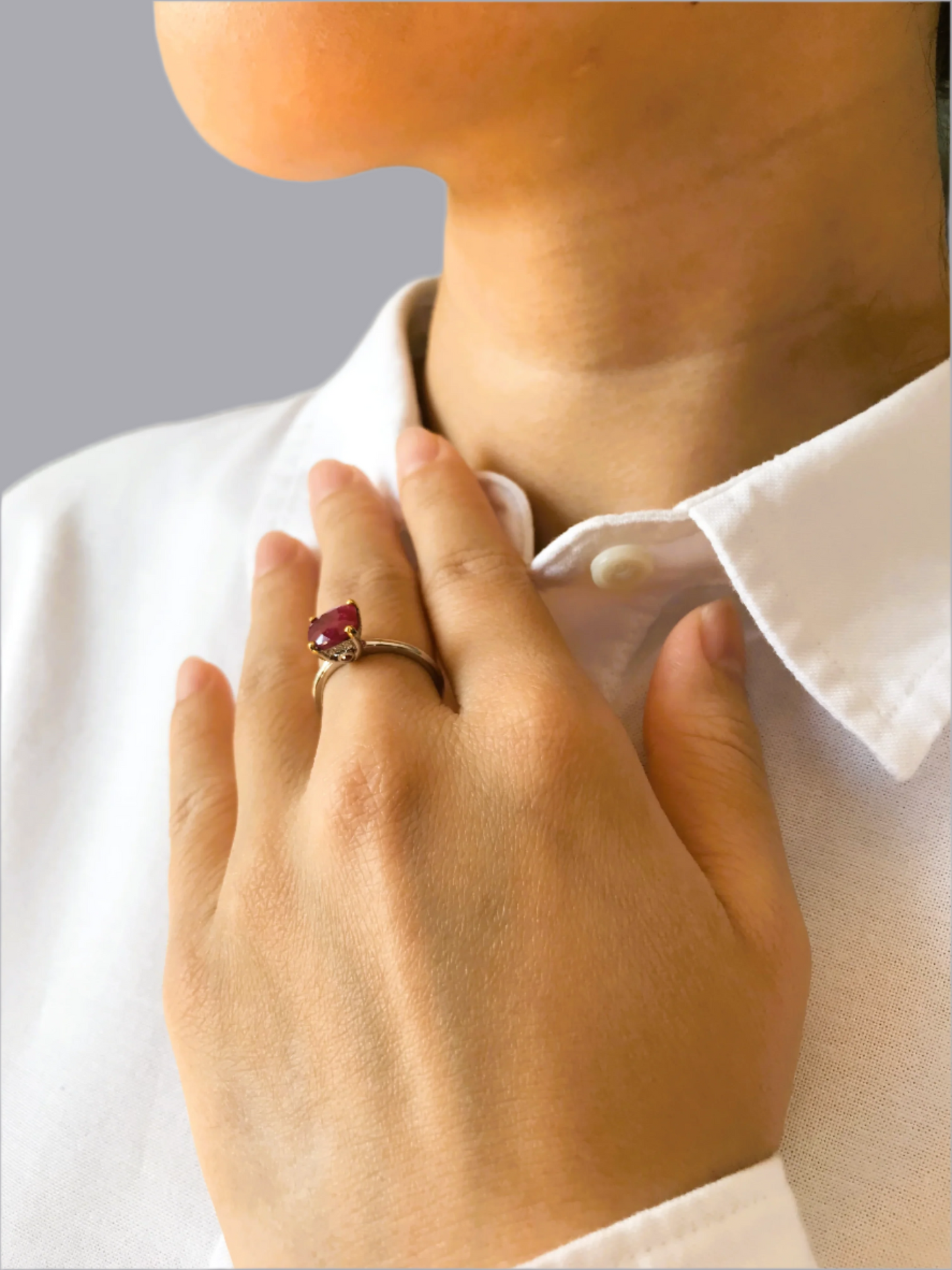 Natural Burmese Ruby with Natural Diamond Ring