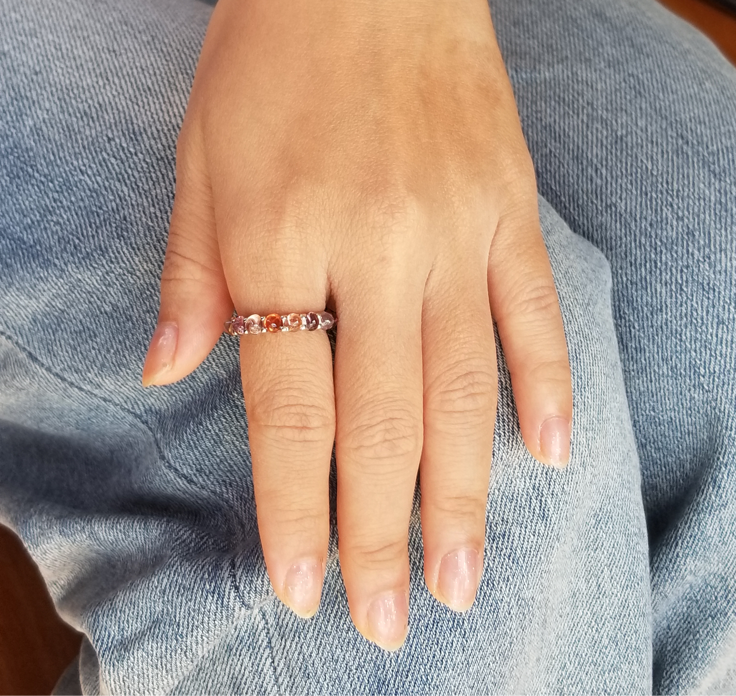 Natural Multicolor Spinel Cabochon Ring