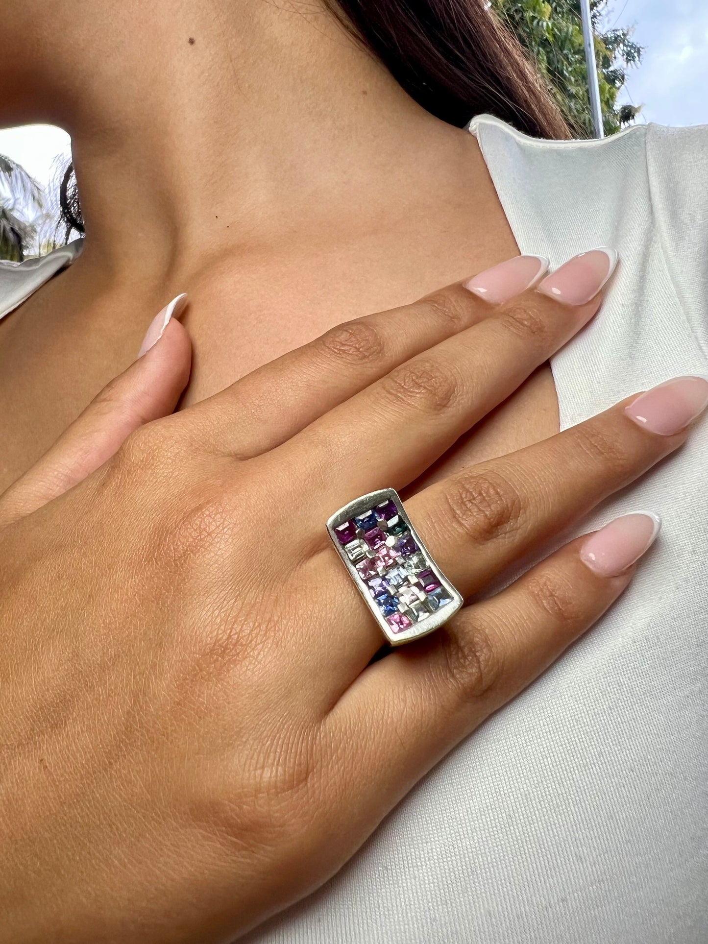 Natural Multi-color Sapphire Ring
