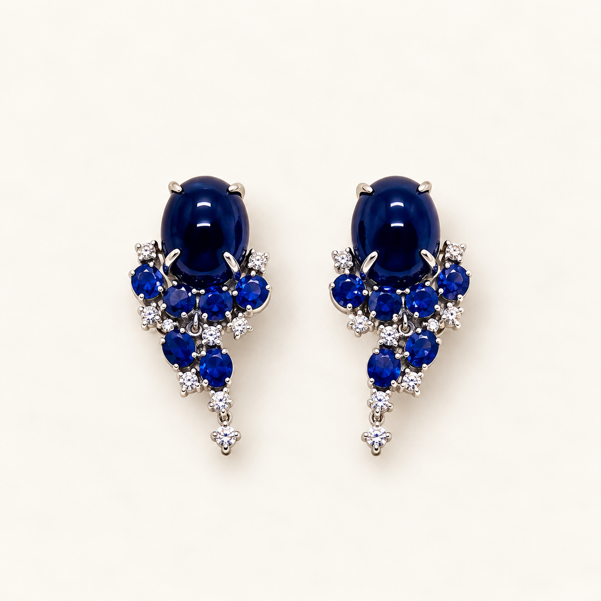 Natural Unheated Burmese Sapphire with Diamond  Earrings