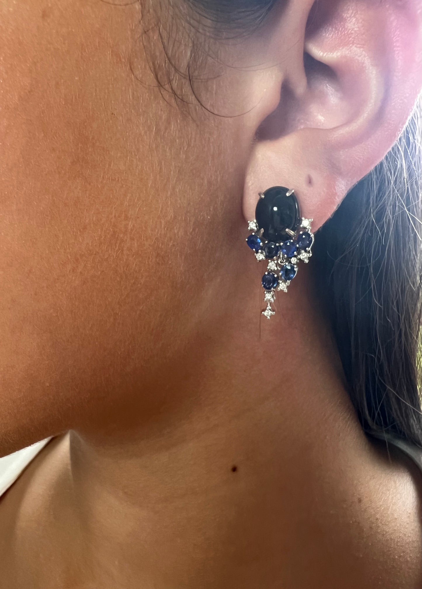 Natural Unheated Burmese Sapphire with Diamond  Earrings