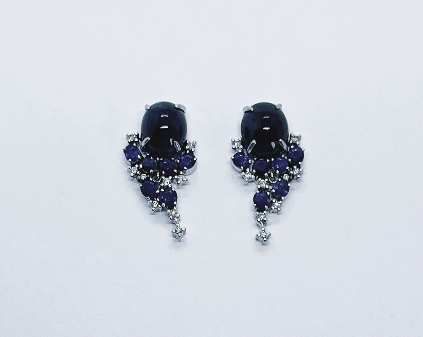 Natural Unheated Burmese Sapphire with Diamond  Earrings