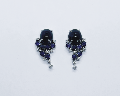 Natural Unheated Burmese Sapphire with Diamond  Earrings