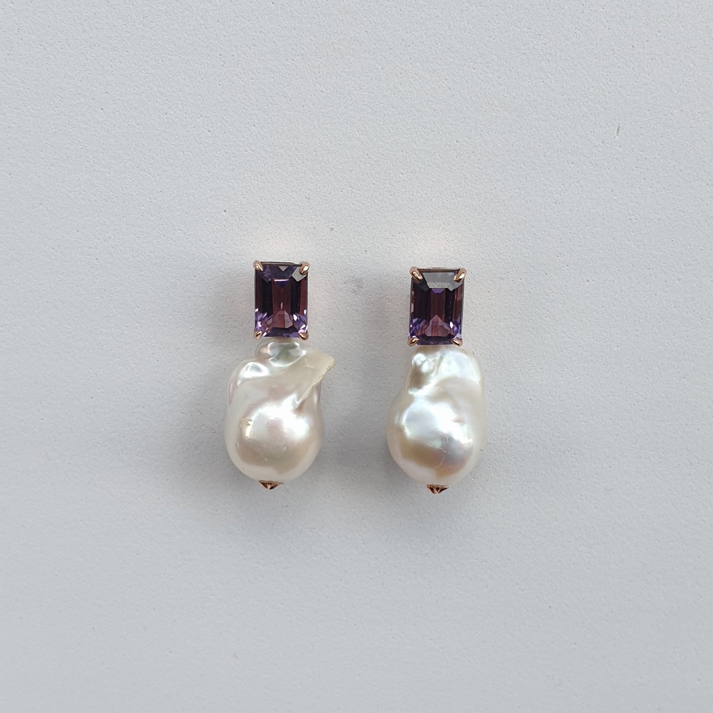 Natural Amethyst with Baroque Pearl Earrings