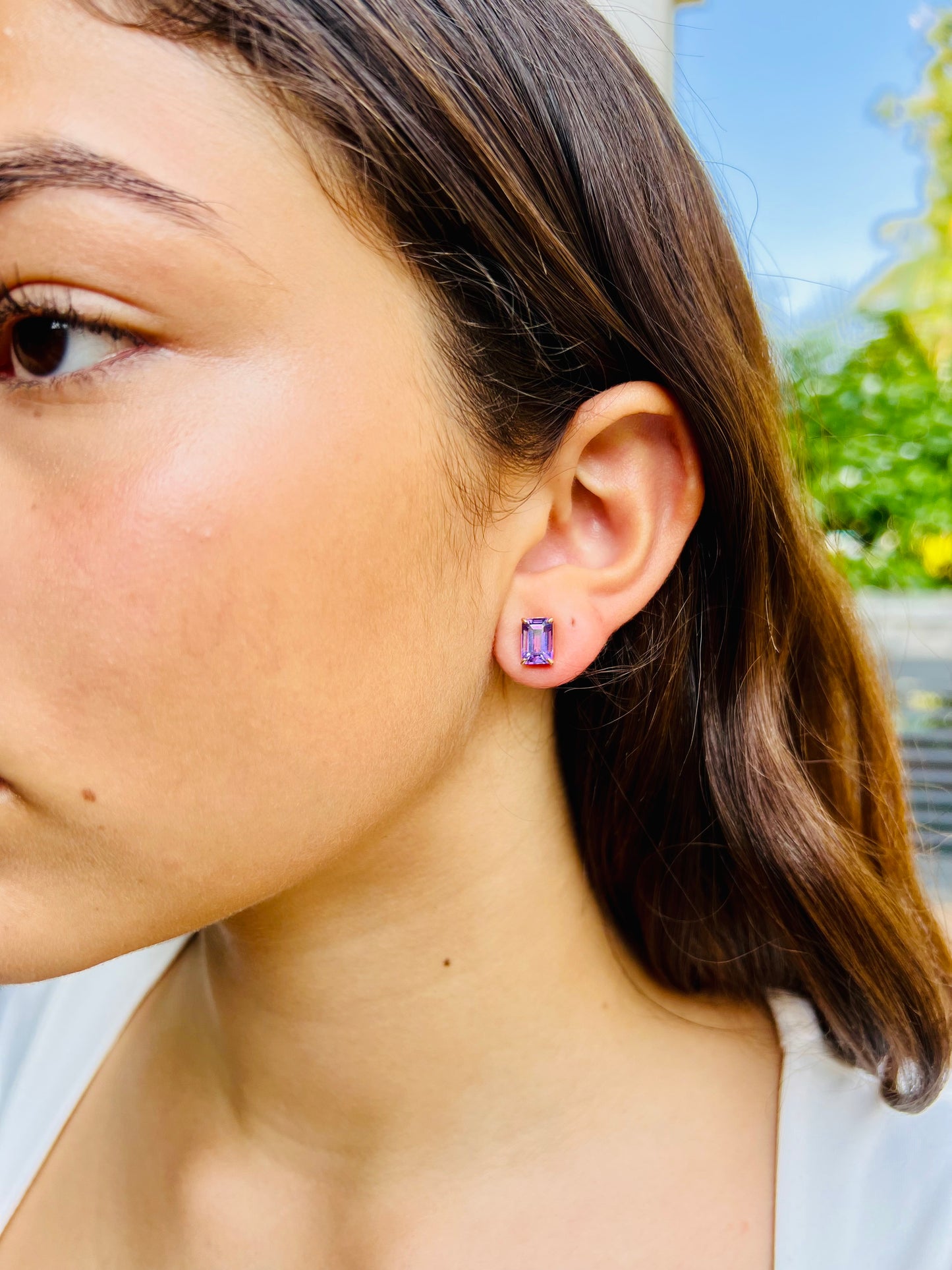 Natural Amethyst with Coin Baroque Pearl Earrings