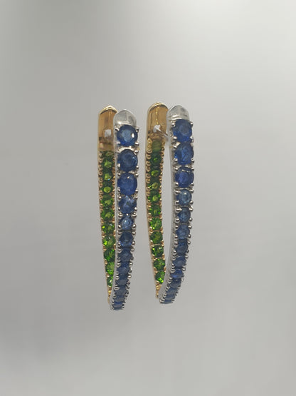 Natural Unheated Burmese Sapphire and Diopside Earrings