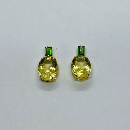 Natural Diopside with Lemon Quartz Earrings