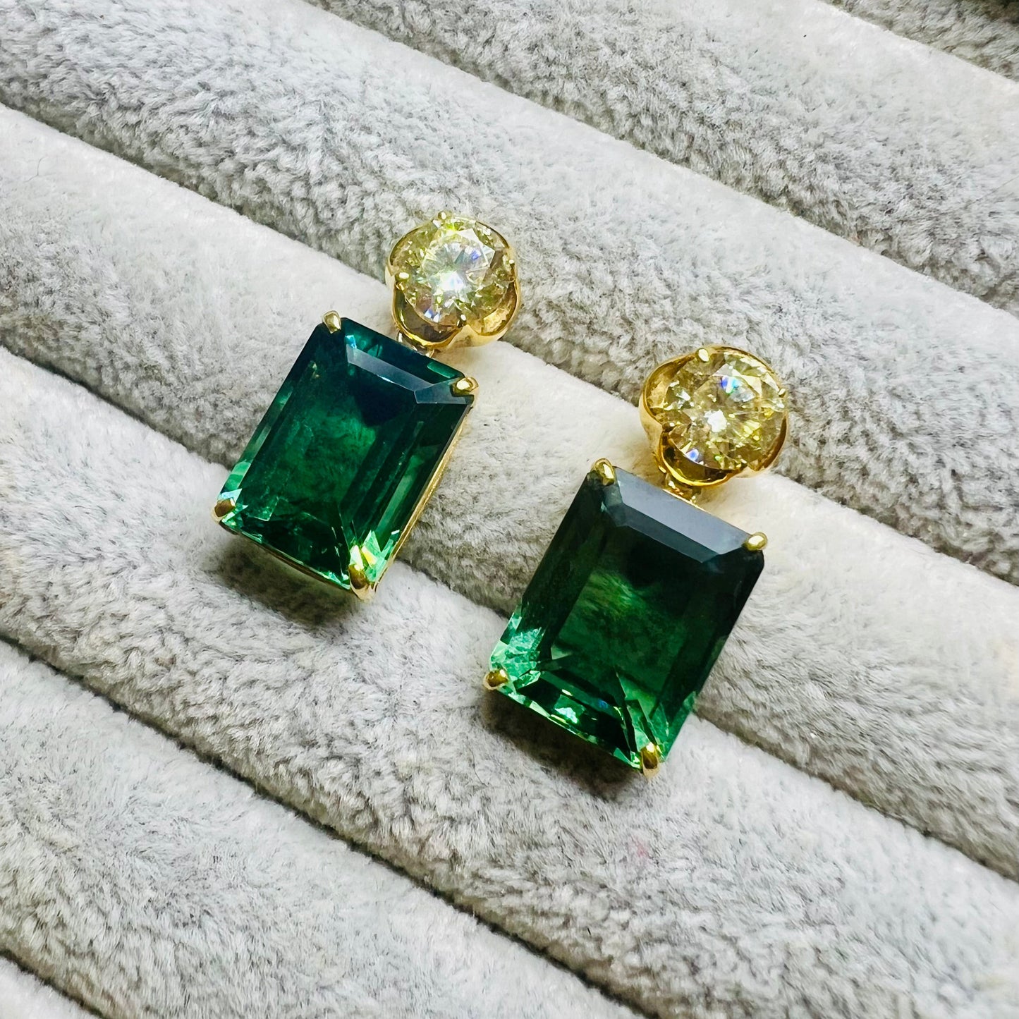 Yellow Zircon and Green Quartz  Earrings