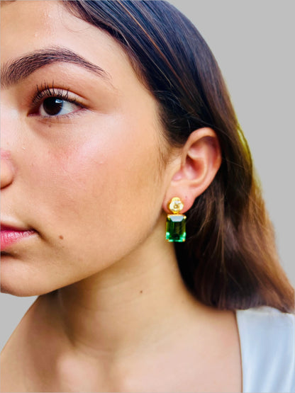 Yellow Zircon and Green Quartz  Earrings
