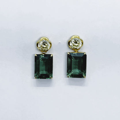 Yellow Zircon and Green Quartz  Earrings