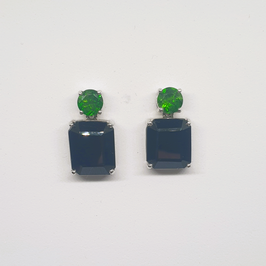 Natural Onyx with Diopside Earrings