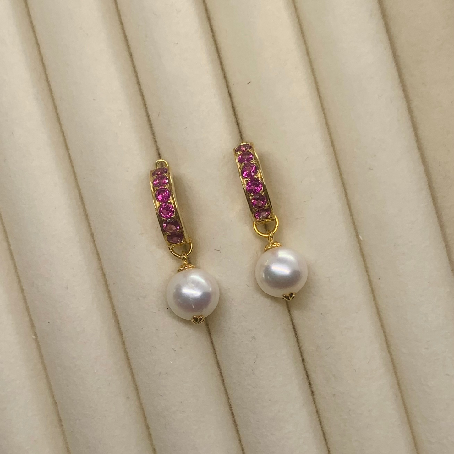 Natural Garnet with Natural Freshwater Pearl Earrings