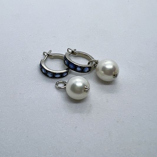 Natural Sapphire with Natural Freshwater Pearl Earrings